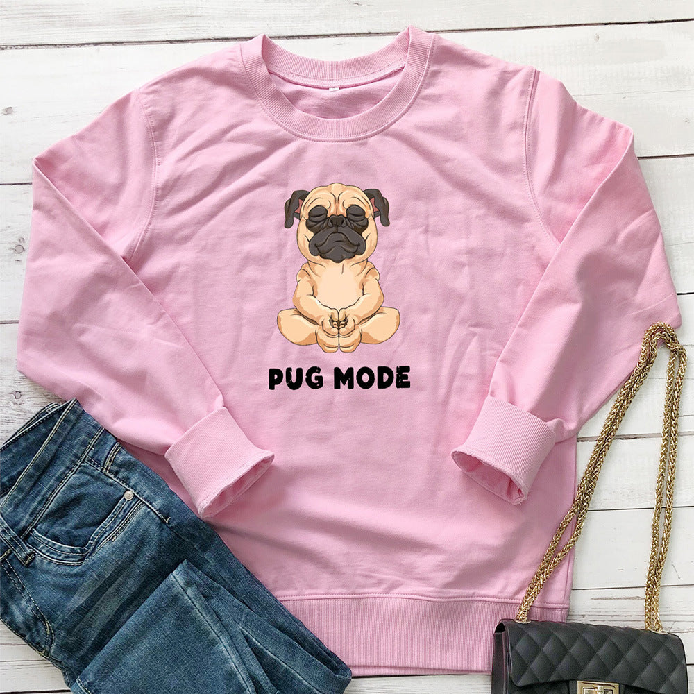 Sweat à capuche avec inscription PUG MODE