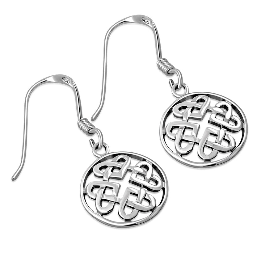 Pendientes de plata maciza con nudo celta redondo