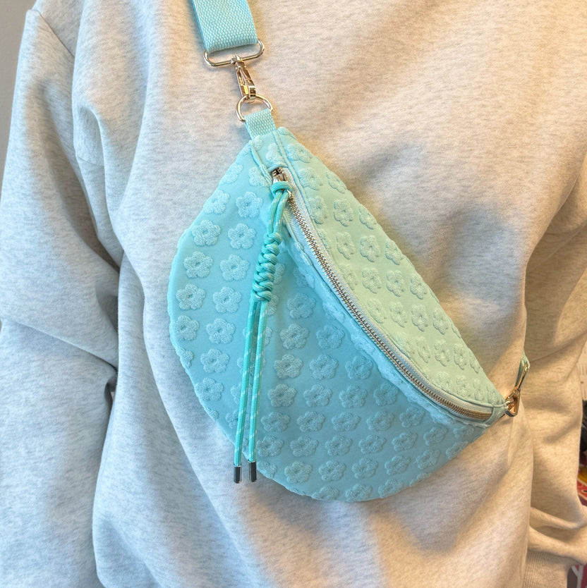 Embossed Daisy Blossom Belt Sling Bag