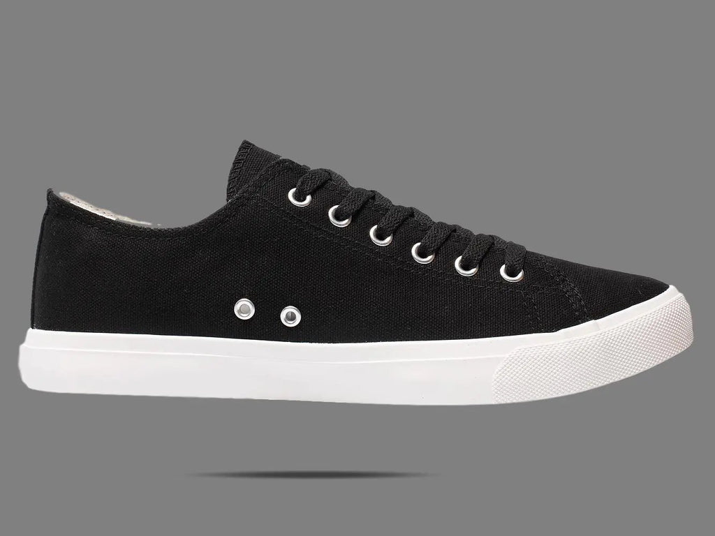 Zapatillas de lona retro blancas y negras unisex - Plantilla acolchada