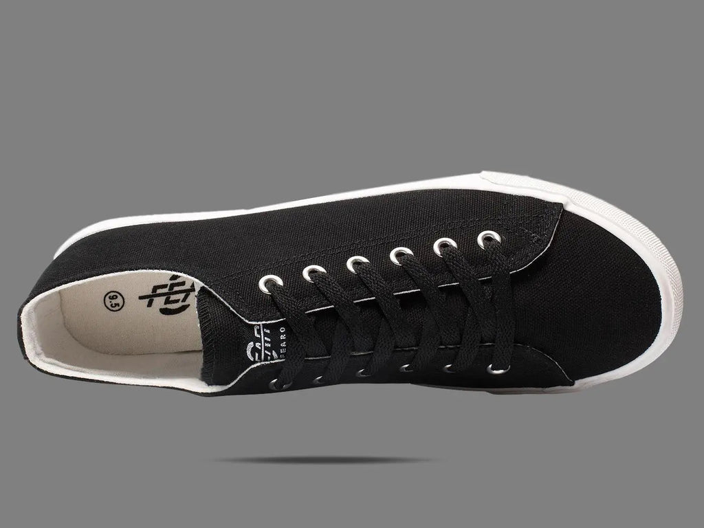 Zapatillas de lona retro blancas y negras unisex - Plantilla acolchada