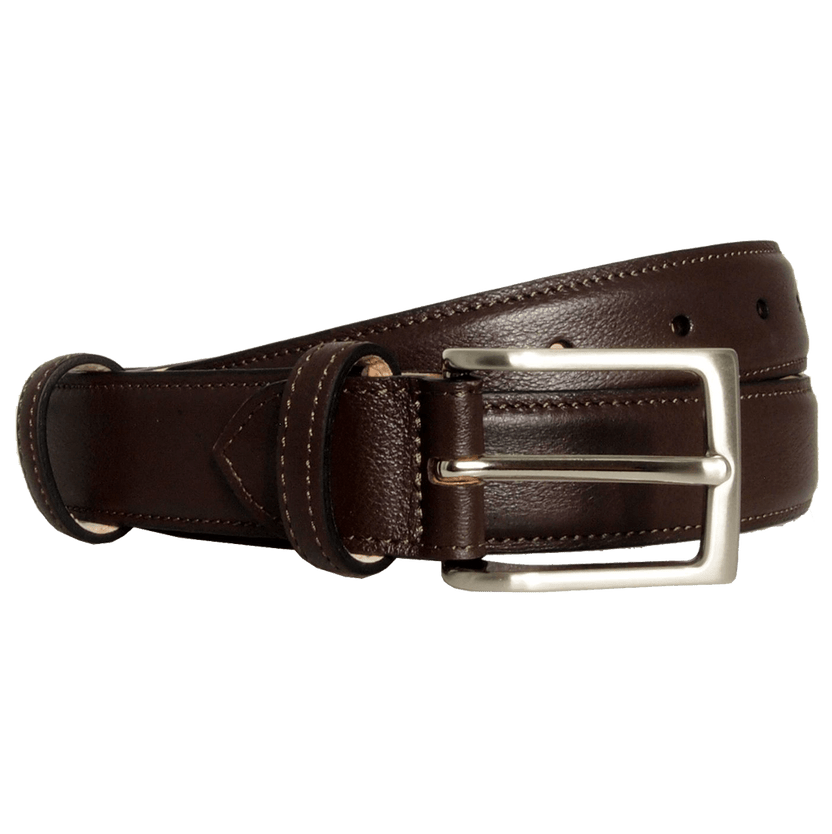 Cinturón de piel de grano fino sartorial de 30 mm, marrón