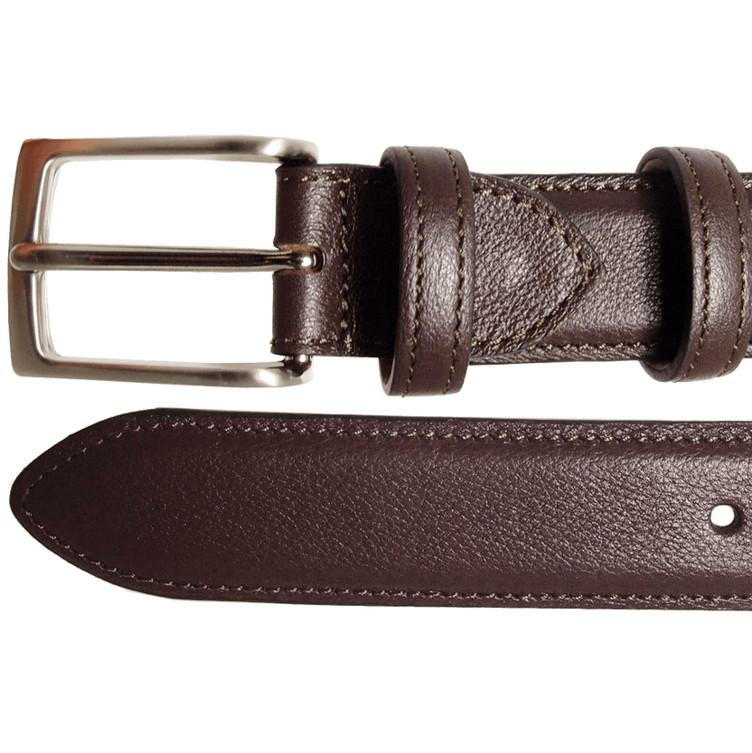 Cinturón de piel de grano fino sartorial de 30 mm, marrón