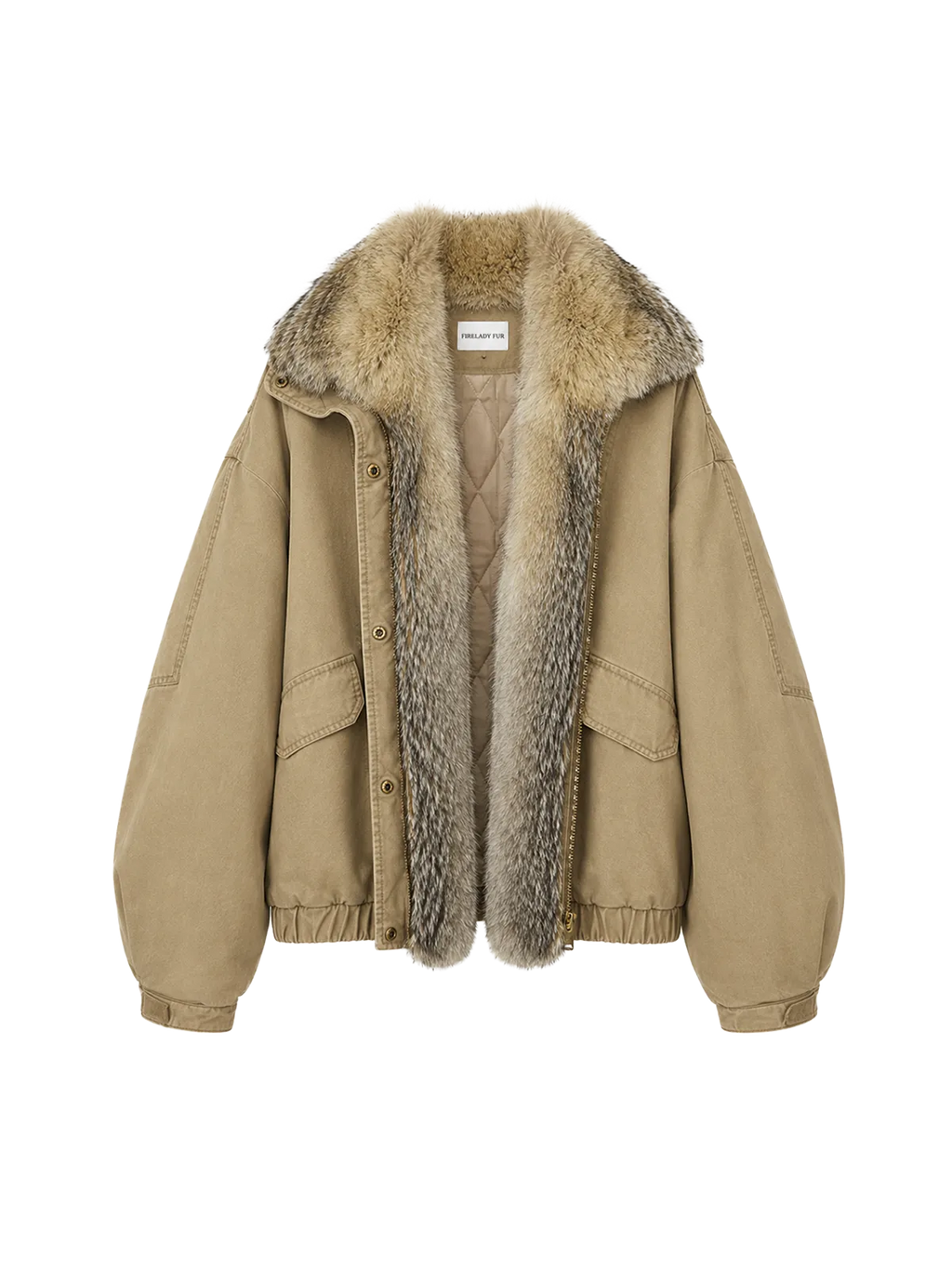 Fireladyfur Women's Fashion Goose Down Parka With Fox Fur Collar“City Cruise”