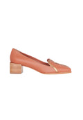Cordía Caramel Leather Loafers – Square Toe, 4cm Wooden Block Heel