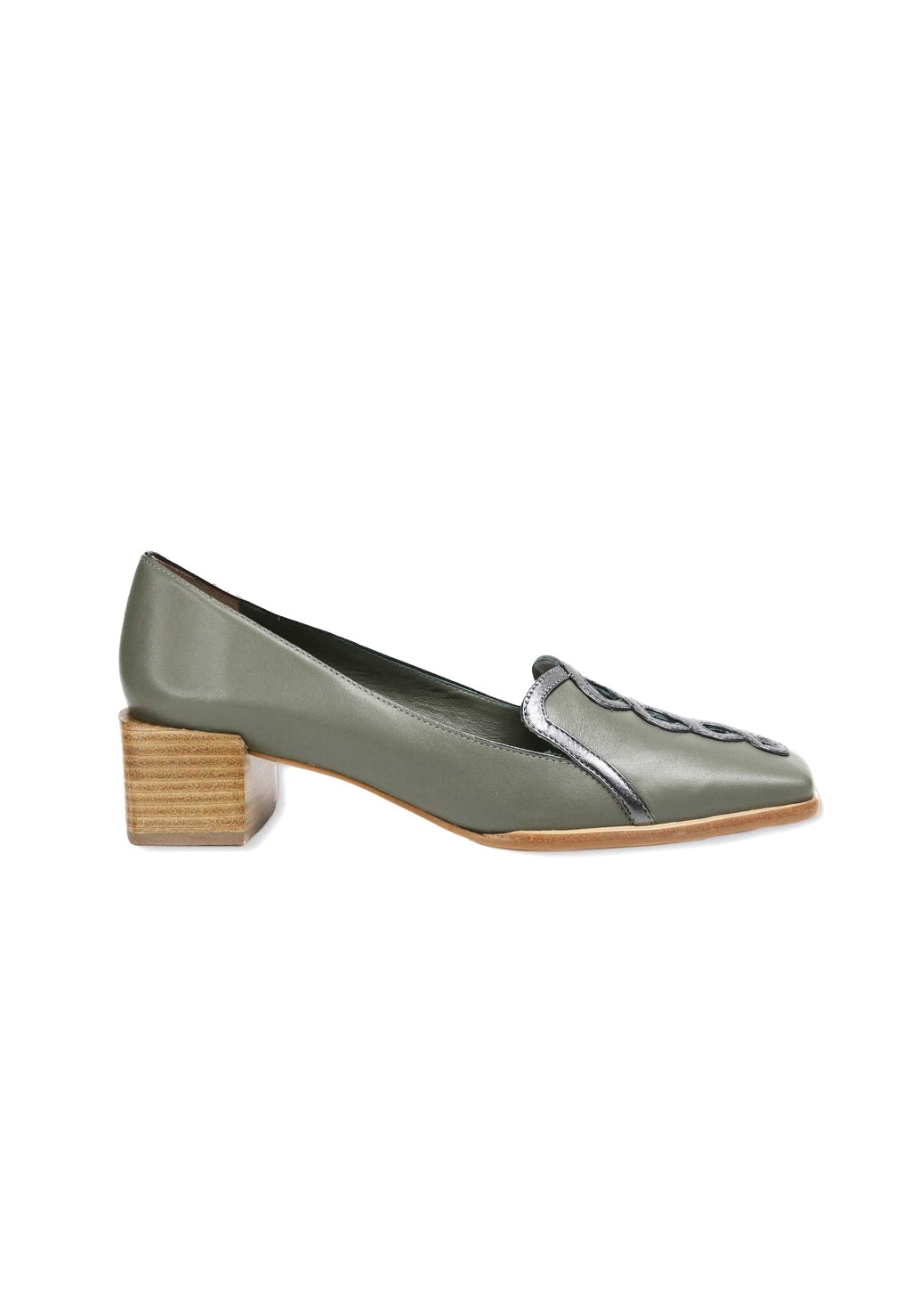 Cordía Caramel Leather Loafers – Square Toe, 4cm Wooden Block Heel