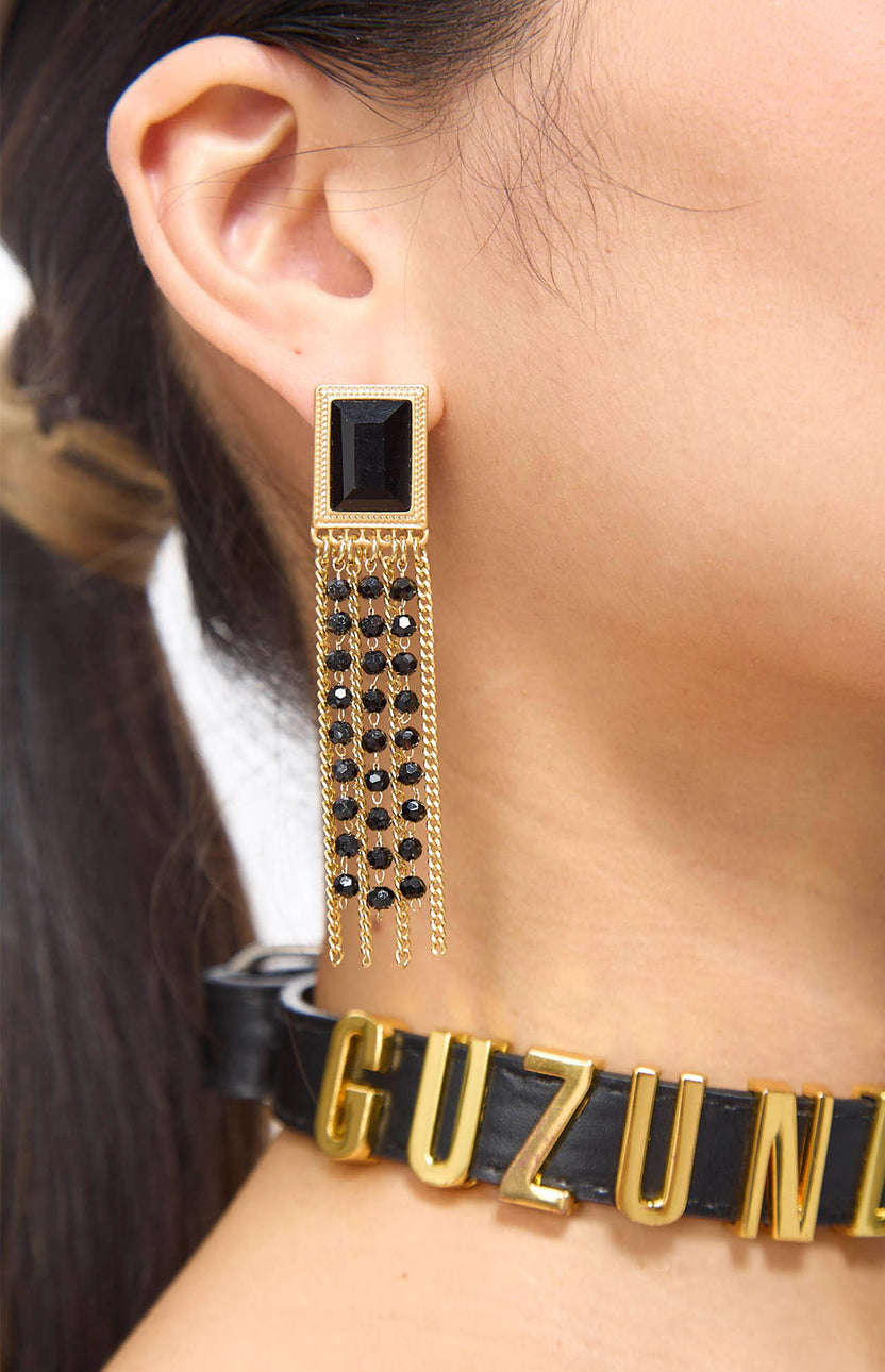 Pendientes de borlas Gala Vintage en dorado y negro