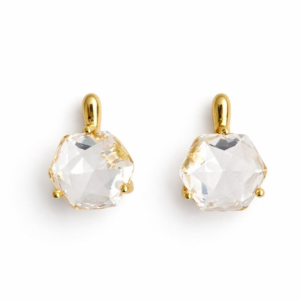 Gilded Prism Drop Earrings – Faceted Stones With a Sculpted Gold Setting