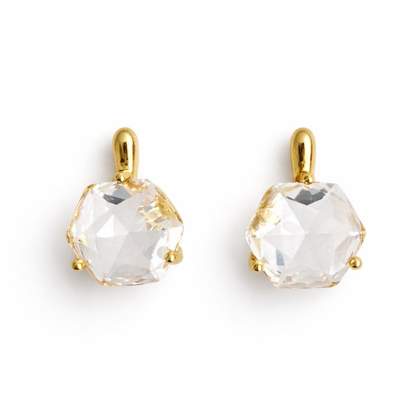 Gilded Prism Drop Earrings – Faceted Stones With a Sculpted Gold Setting