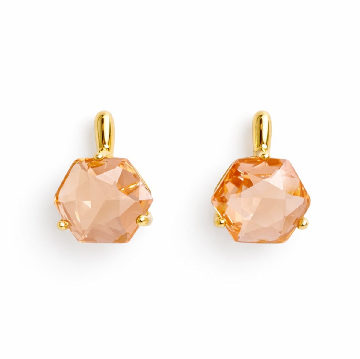 Gilded Prism Drop Earrings – Faceted Stones With a Sculpted Gold Setting
