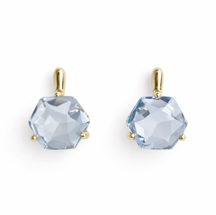 Gilded Prism Drop Earrings – Faceted Stones With a Sculpted Gold Setting