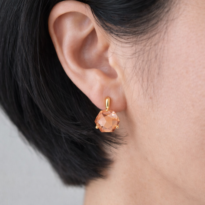 Gilded Prism Drop Earrings – Faceted Stones With a Sculpted Gold Setting