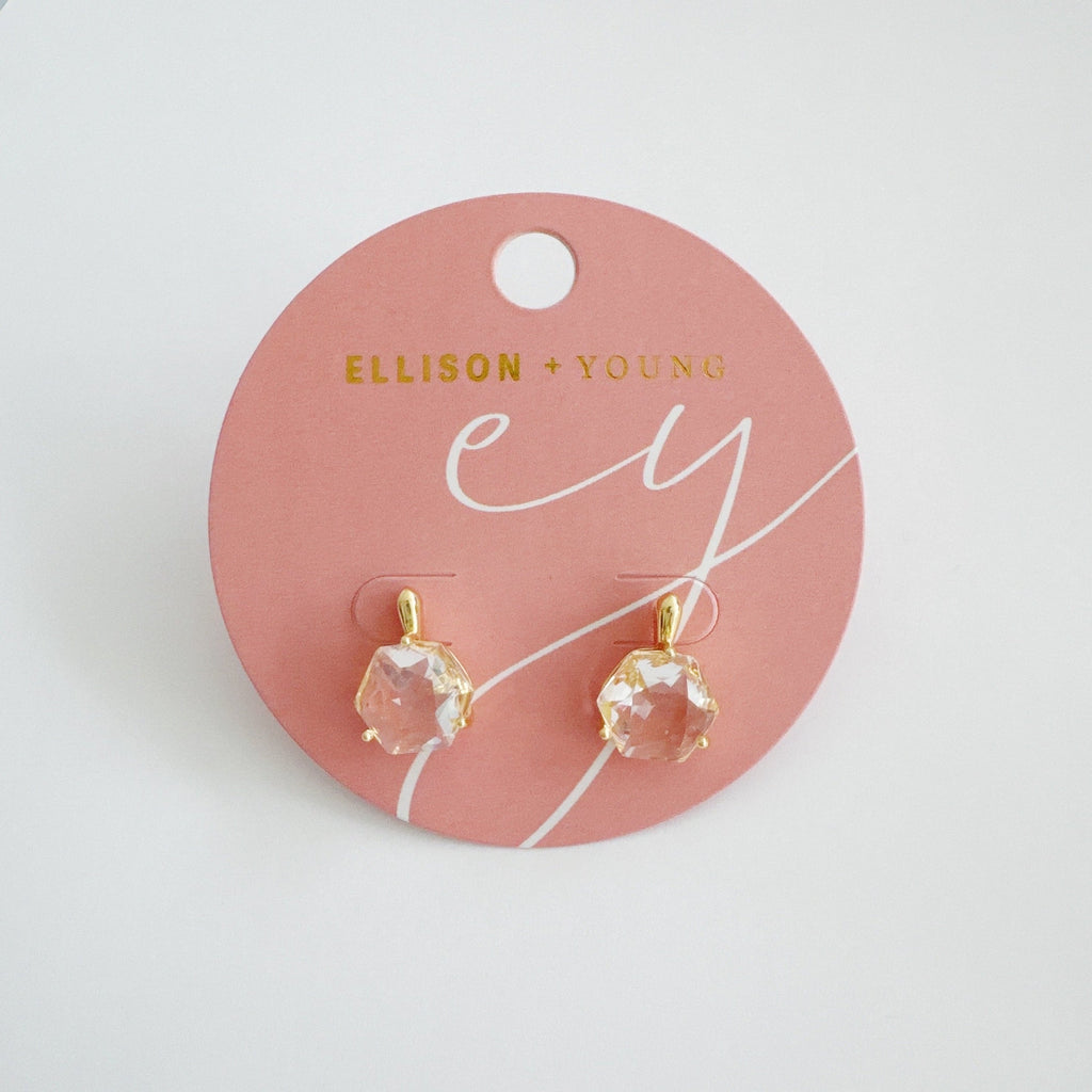 Gilded Prism Drop Earrings – Faceted Stones With a Sculpted Gold Setting