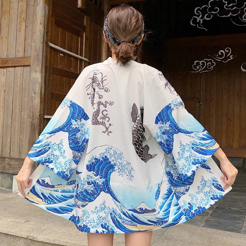 Damskie topy i bluzki 2020 Harajuku Kawaii koszula japoński streetwear strój kimono kardigan damska bluzka yukata AA001
