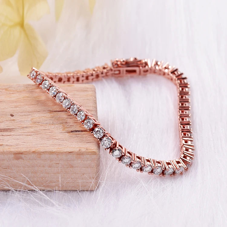 Pulsera de tenis de moissanita con diamantes, estilo hip hop, plata 925 cubana, bañada en oro de 14k o 18k
