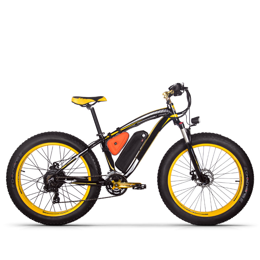 Bicicleta eléctrica RICH Bit con motor de buje para neumáticos gruesos, cuadro de aluminio, almacén europeo, color verde, 1000 W, batería de litio electrónica de 48 V y 17 Ah, 21 velocidades