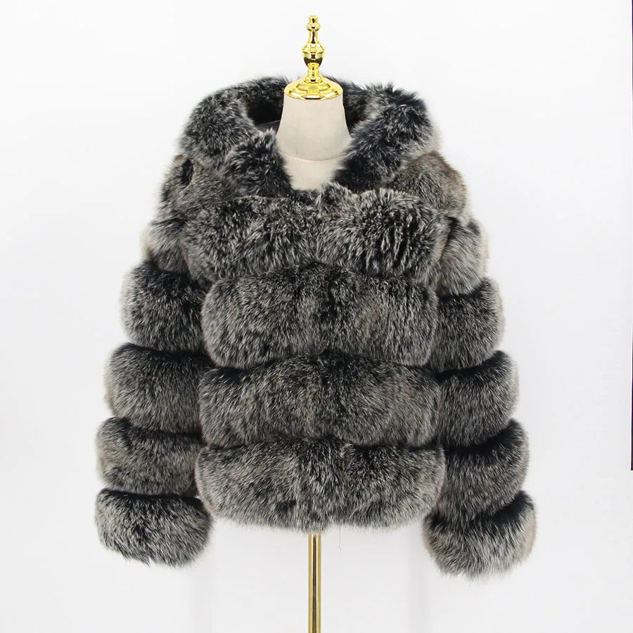 Pink Java QC8143 New Arrival Women Coat Winter Real Fox Fur Coats Hood Jacket Natural Fur Clothes Hot Sale High Quality