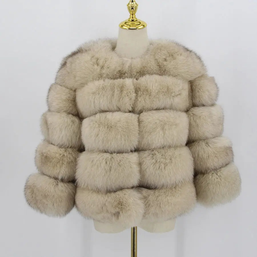 Pink Java QC1801 FREE SHIPPING Real Fox Fur Coat Women Winter Thick Fur Jacket Short Fur Coat Wholesale Genuine Fox Short Sleeve