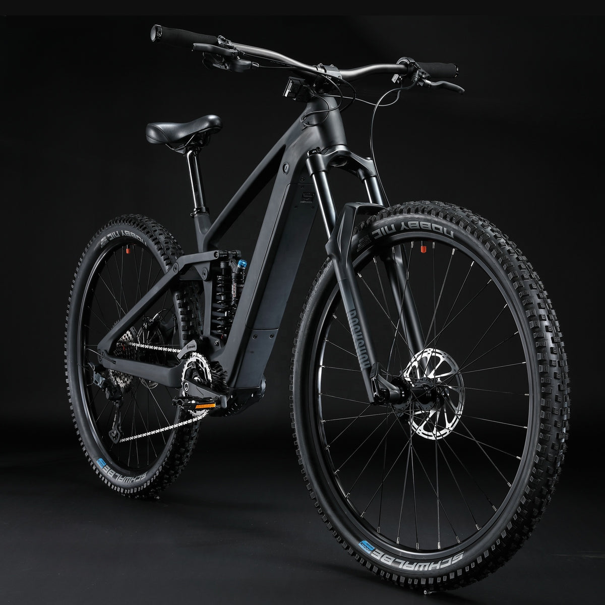 Bicicleta eléctrica de montaña KABON, nueva, de fibra de carbono, suspensión total para descenso, con motor central Bafang y horquilla Rockshox RECON de 29 pulgadas.