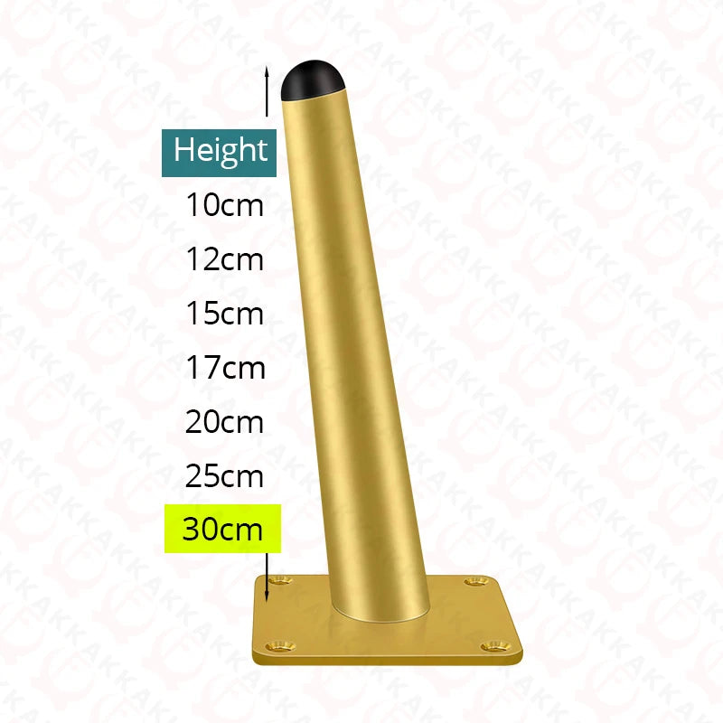 KAK 4Pcs Black Furniture Leg Gold Table Feet Replacement Cabinet Sofa Metal Feet With Screws 800KG Non-Punch Furniture Hardware