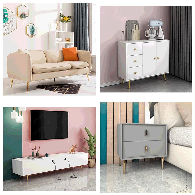 KAK 4Pcs Black Furniture Leg Gold Table Feet Replacement Cabinet Sofa Metal Feet With Screws 800KG Non-Punch Furniture Hardware