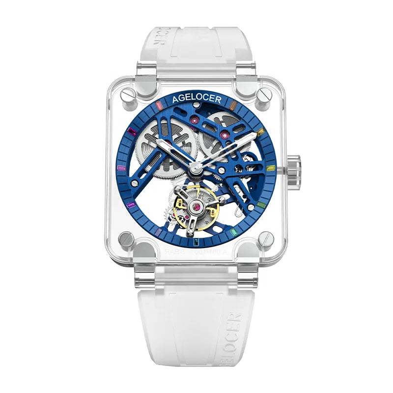 AGELOCER  Limited Edition Original Tourbillon Watch Sapphire Crystal Case Men's Luxury Skeleton Manual Mechanical Watches