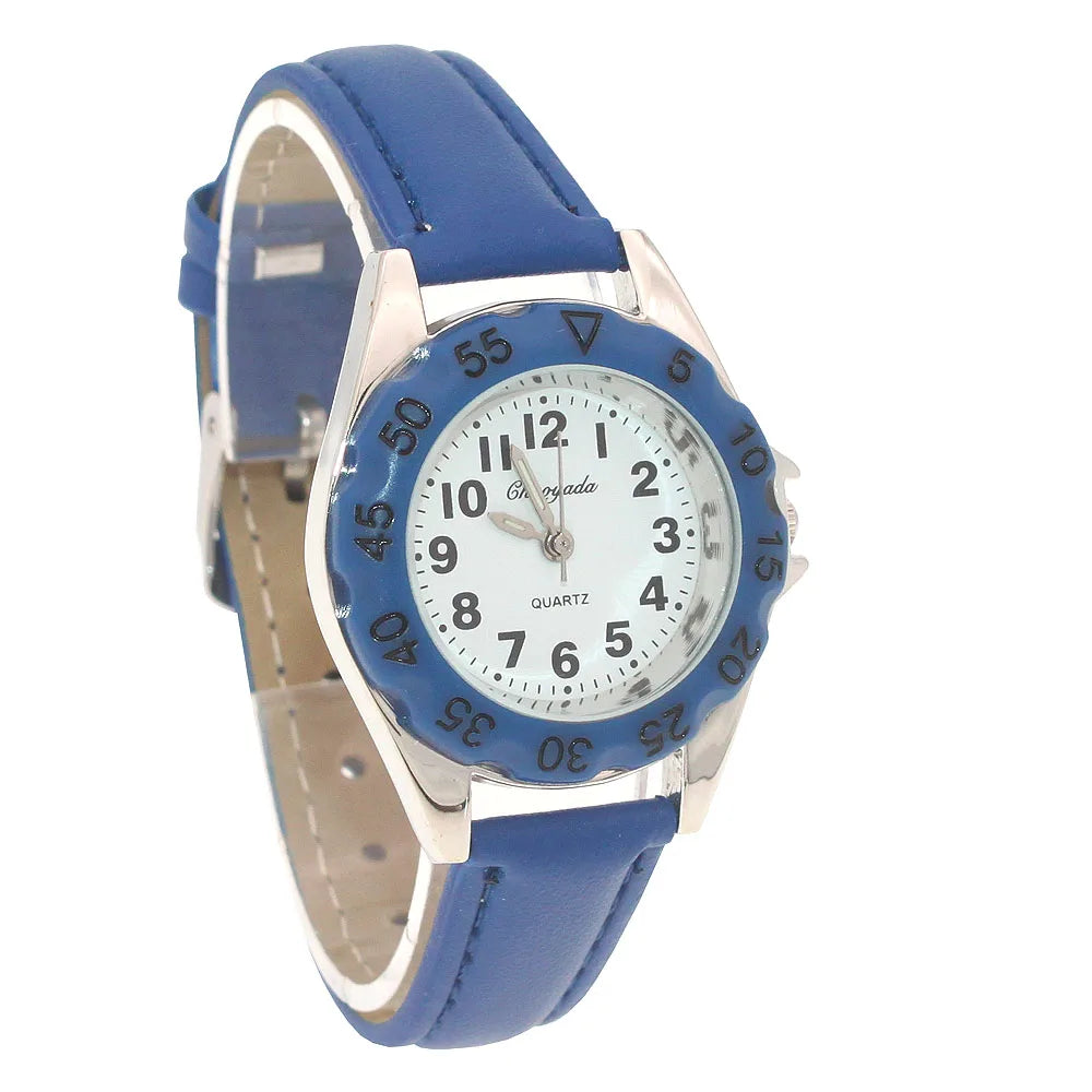 Reloj de pulsera de cuero con diseño de unicornio para niños y niñas, reloj informal de moda para aprender la hora