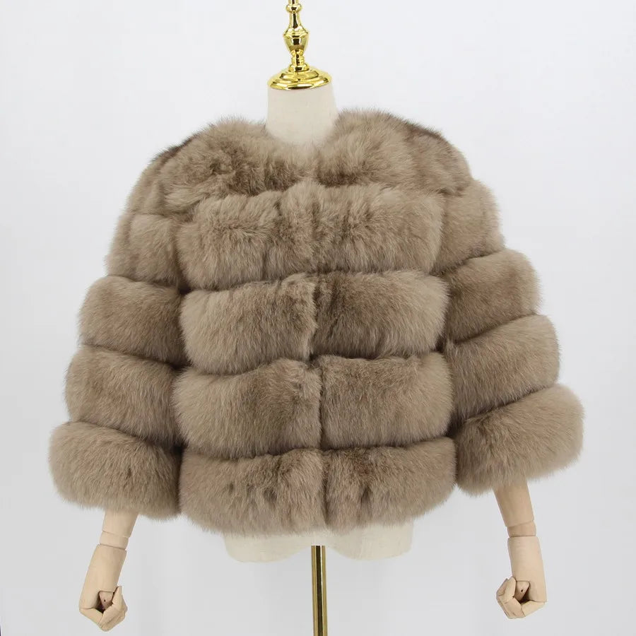 Pink Java QC1801 FREE SHIPPING Real Fox Fur Coat Women Winter Thick Fur Jacket Short Fur Coat Wholesale Genuine Fox Short Sleeve