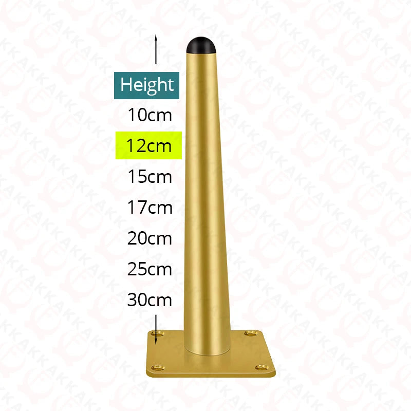 KAK 4Pcs Black Furniture Leg Gold Table Feet Replacement Cabinet Sofa Metal Feet With Screws 800KG Non-Punch Furniture Hardware