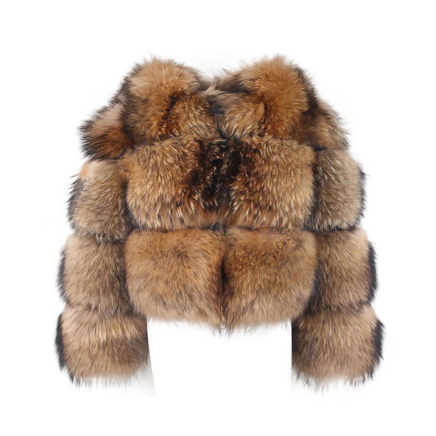 PINK JAVA QC1884 New Arrival Real Raccoon Fur Coat Women  Fur Jacket Winter Luxury Fluffy Raccoon Coats Hot Sale