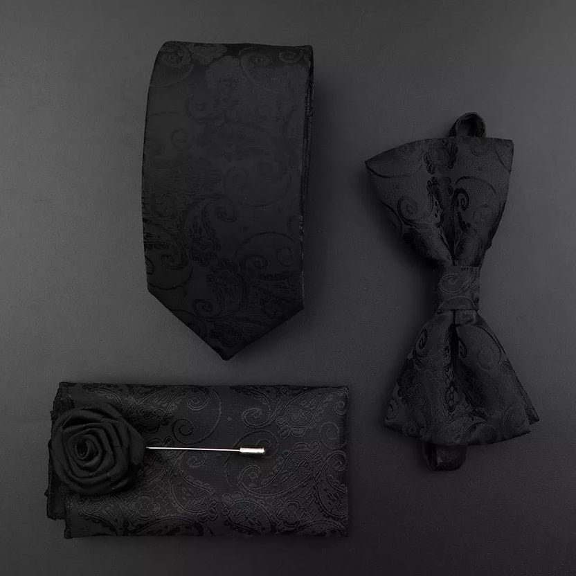 Juego de corbata y pajarita de seda de color sólido para hombre, tejido jacquard de poliéster, estilo vintage rojo azul para novio, negocios, bodas y fiestas