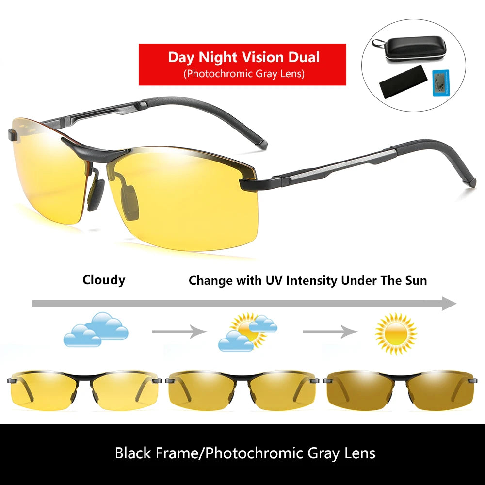 KATELUO Day Night Vision Eyeglasses Men Sunglasses for Driving Polarized UV400 Sports Eyewear Photochromic Male Sun Glasses 557