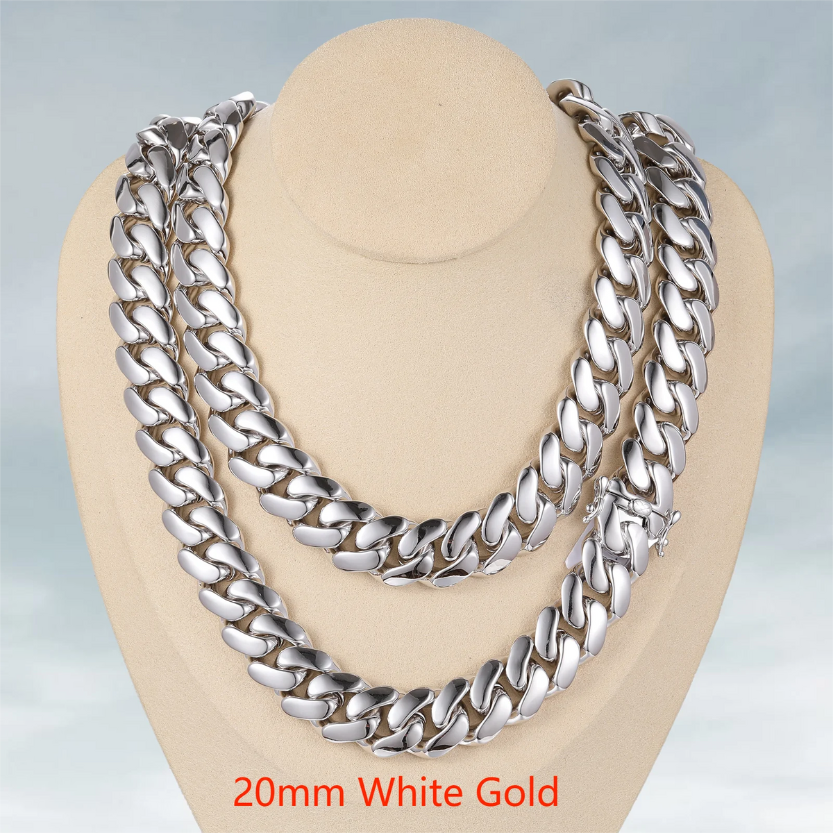 Collar de cadena cubana Miami de lujo estilo hip hop, eslabones de 10mm-22mm de plata de ley 925 maciza con diamantes de moissanita tipo "iced out" y cierre de hebilla