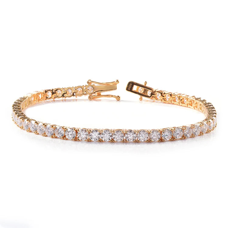 Pulsera de tenis de moissanita con diamantes, estilo hip hop, plata 925 cubana, bañada en oro de 14k o 18k