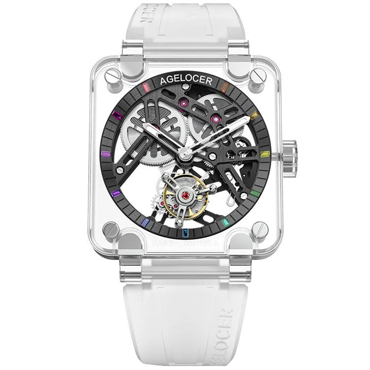 AGELOCER  Limited Edition Original Tourbillon Watch Sapphire Crystal Case Men's Luxury Skeleton Manual Mechanical Watches