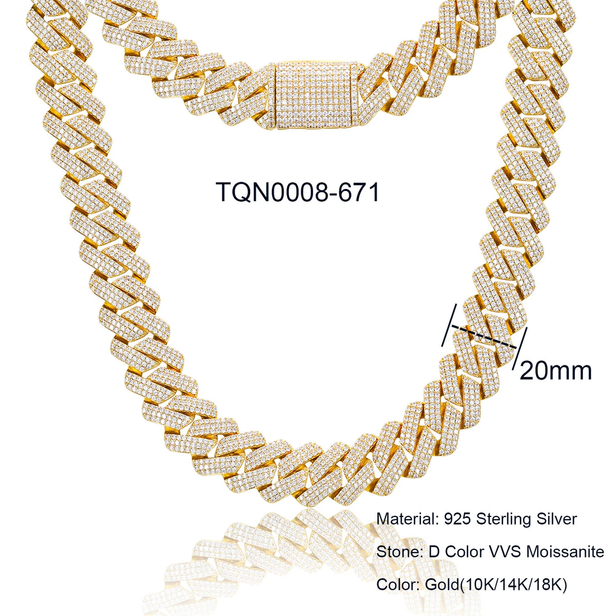 Collar de cadena cubana de Miami para hombre, joyería fina de hip hop, plata de ley 925, 6mm-20mm, con diamantes de moissanite VVS helados