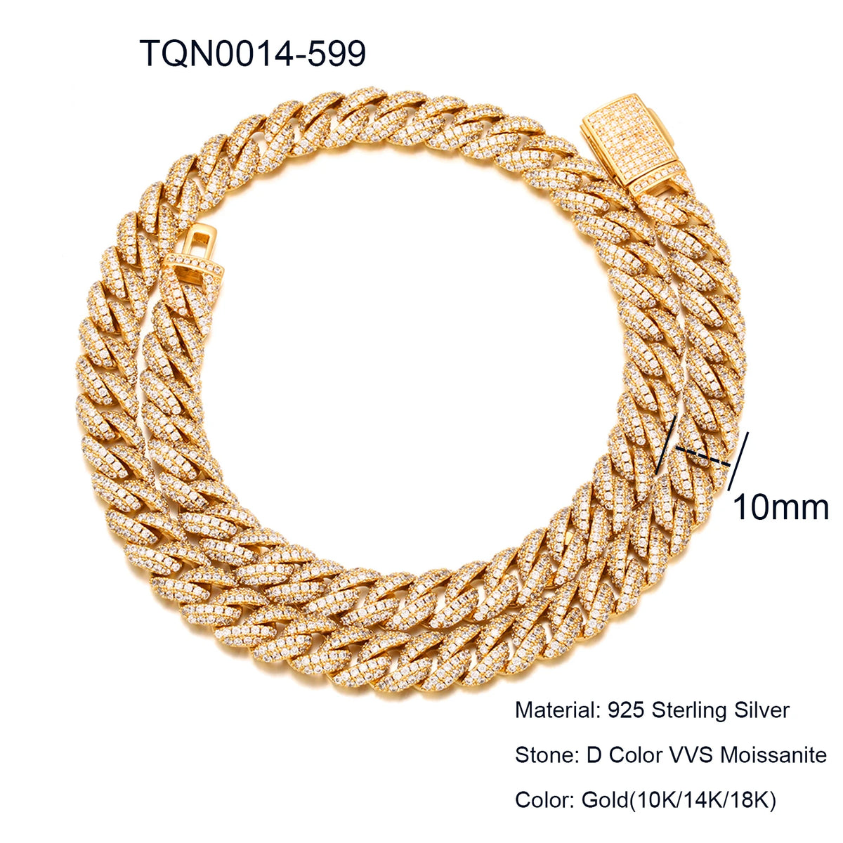 Collar de cadena cubana de Miami para hombre, joyería fina de hip hop, plata de ley 925, 6mm-20mm, con diamantes de moissanite VVS helados