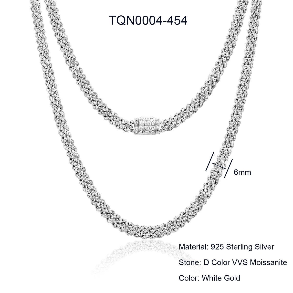 Collar de cadena cubana de Miami para hombre, joyería fina de hip hop, plata de ley 925, 6mm-20mm, con diamantes de moissanite VVS helados