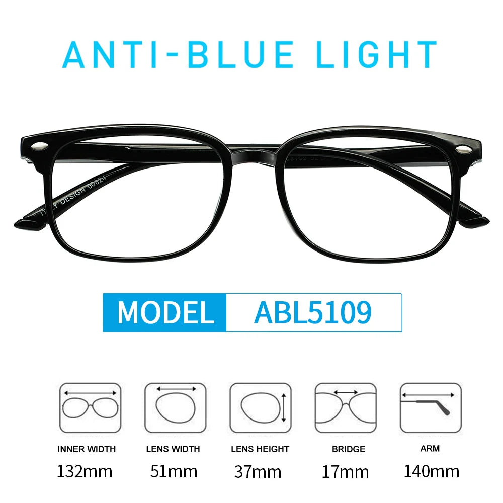Gafas de lectura con filtro de luz azul para hombre, lentes transparentes para computadora, gafas de lectura con aumento, dioptrías para presbicia +1.0 +2.5