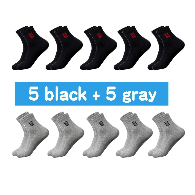 20 unidades = 10 pares de calcetines de algodón de alta calidad para hombre, transpirables, absorbentes, de caña media, color negro, desodorantes, calcetines de negocios para regalo.