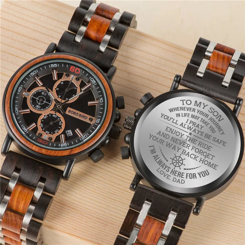 Customized BOBOBIRD Wood Watch Engrave Your Personalized Logo on the Back Cover Relogio Masculino Gift With Wooden Box L-S18-1