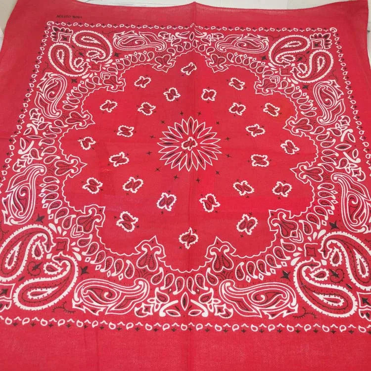 New Fashion Hip Hop 100% Cotton Bandana Square Scarf 55cm*55cm Black Red Paisley Headband Printed for Women/Men/Boys/Girls