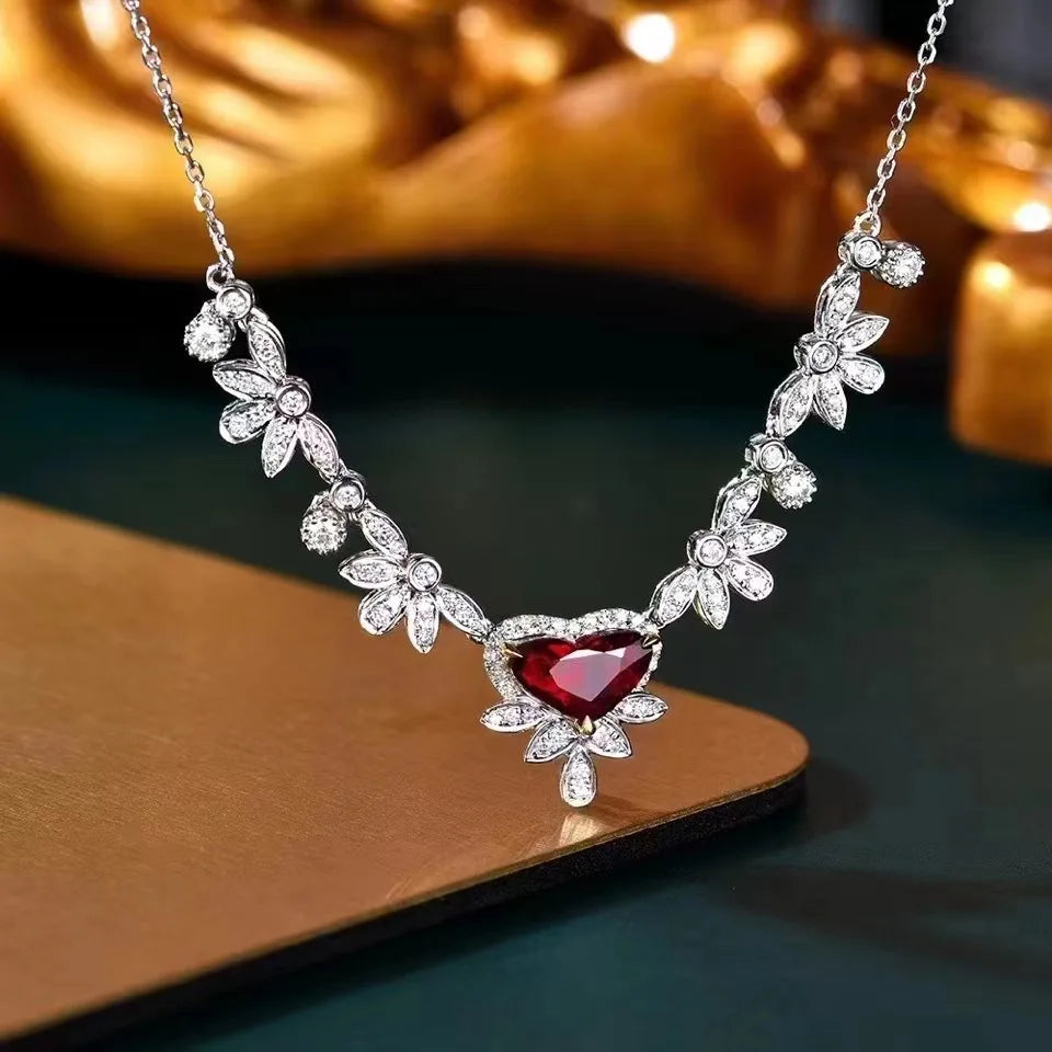 SGARIT Wholesale Dubai Collar con colgante de rubí de lujo con piedras preciosas naturales de 1,03 ct y oro amarillo de 18 quilates, joyería fina OEM