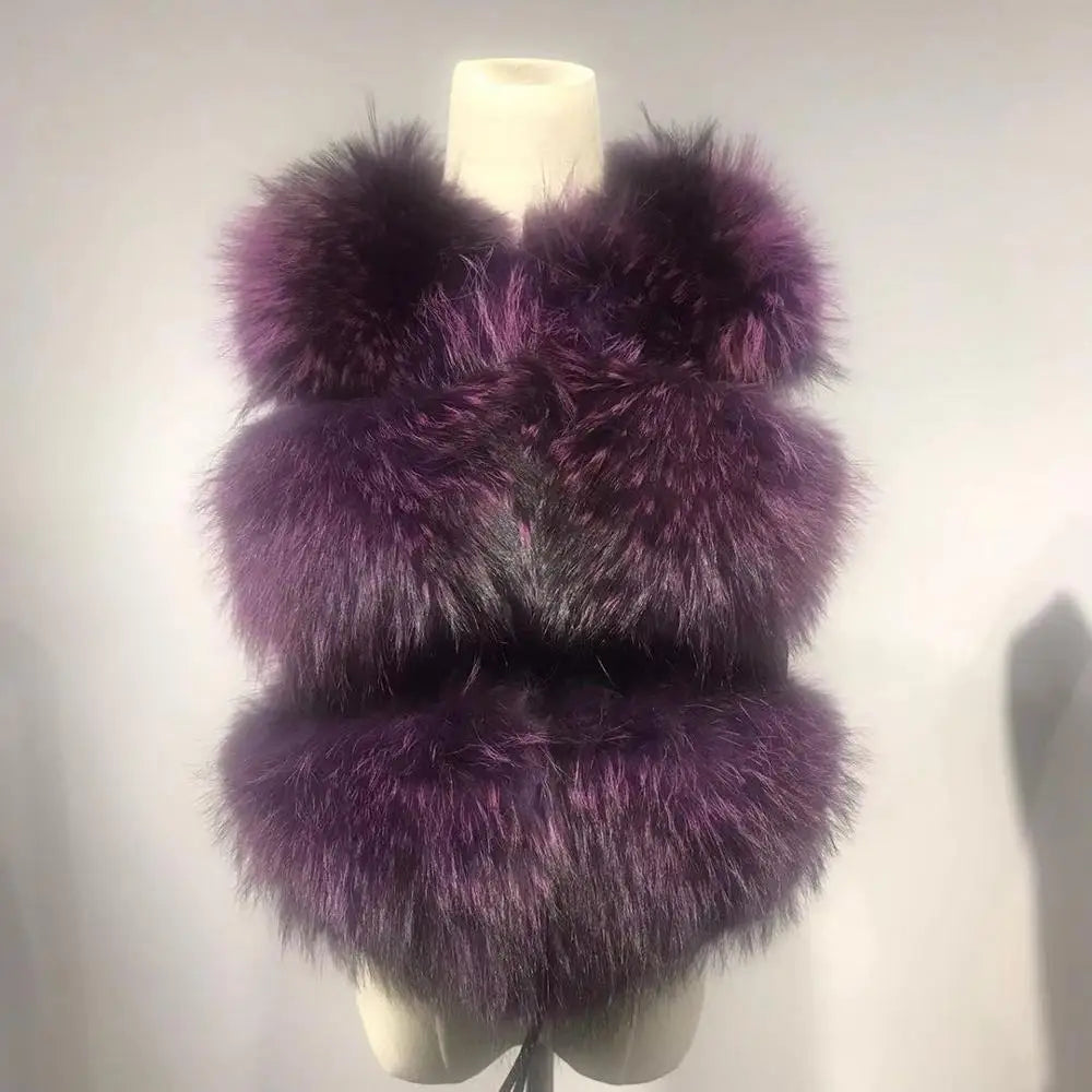 QIUCHEN-Short Vest for Women, 100% Natural Raccoon Furs, Real Fur Model, Fashion, Hot Sale, Winter, PJ8051