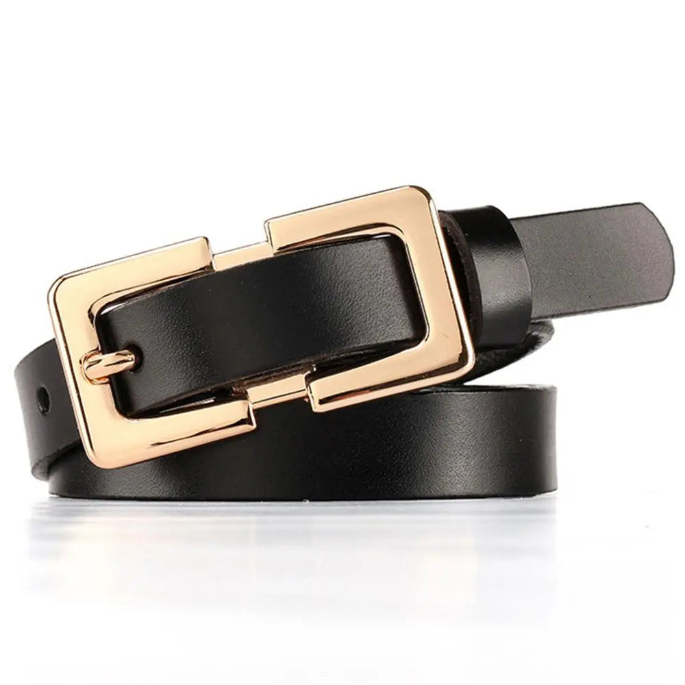 Cinturones de piel auténtica para mujer, hebilla dorada de metal, cinturón retro fino de 1,5 cm de ancho para jeans, modelo LDFC004