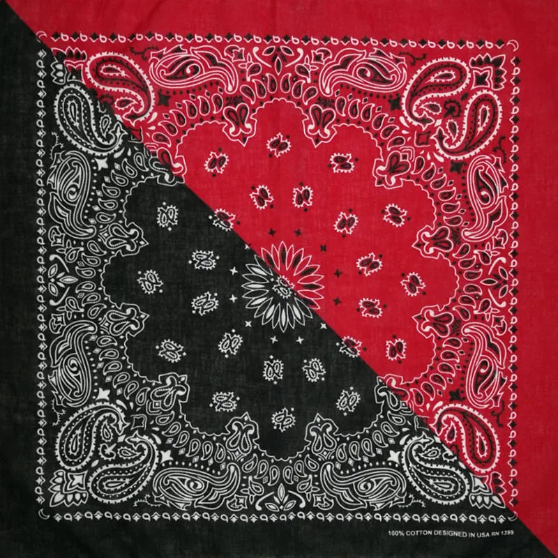 New Fashion Hip Hop 100% Cotton Bandana Square Scarf 55cm*55cm Black Red Paisley Headband Printed for Women/Men/Boys/Girls