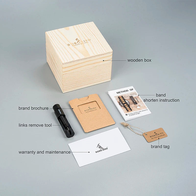Customized BOBOBIRD Wood Watch Engrave Your Personalized Logo on the Back Cover Relogio Masculino Gift With Wooden Box L-S18-1