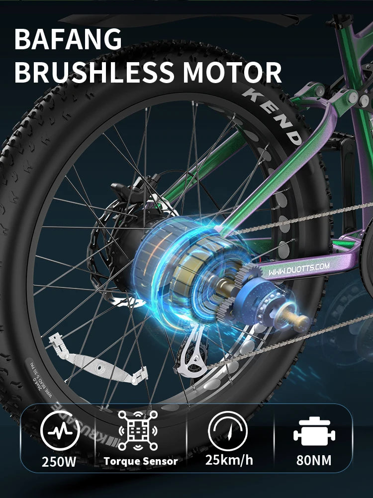 EU US Stock Free Shipping DUOTTS E26 Electric Mountain E Bike Fat Tire Bafang Motor 48V 20AH Battery Ebike