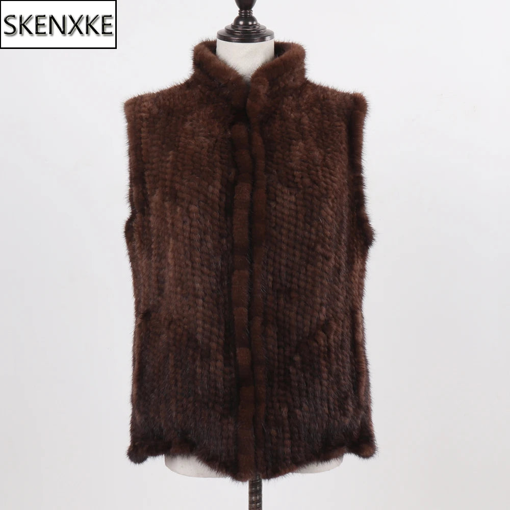 New Women Natural Warm Mink Fur Vest Autumn Winter 100% Genuine Real Mink Fur Sleeveless Jacket Lady Luxury Real Mink Fur Gilet