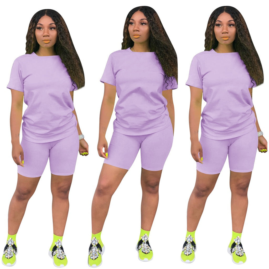 Custom Logo Plus Size Women Summer Clothing Cotton Short Sleeves Two Piece Set Women Clothing 2023